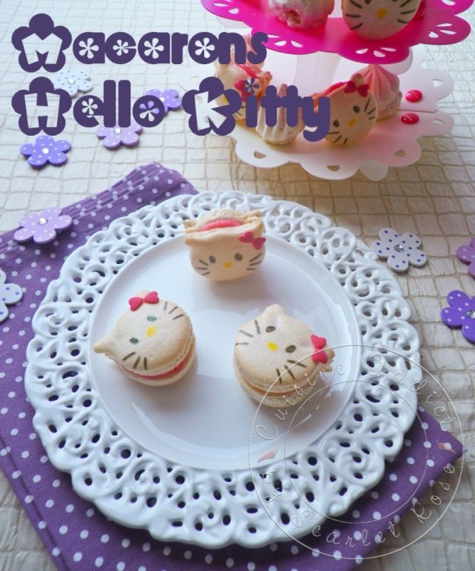 Des macarons Hello Kitty à la pomme d'amour ♥