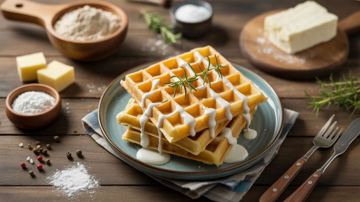 En cuisine : gaufres salées aux herbes et fromage de chèvre