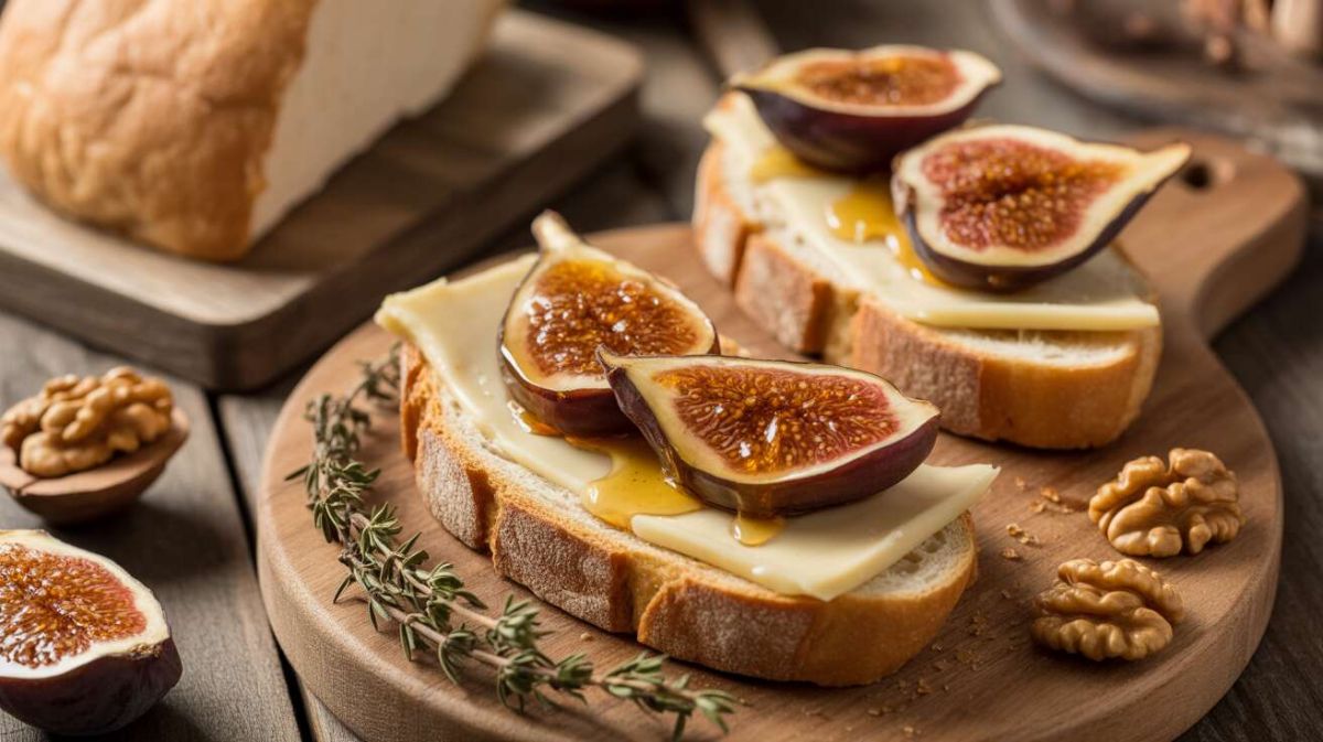 une tartine gourmande de figues rôties au miel et fromage à raclette