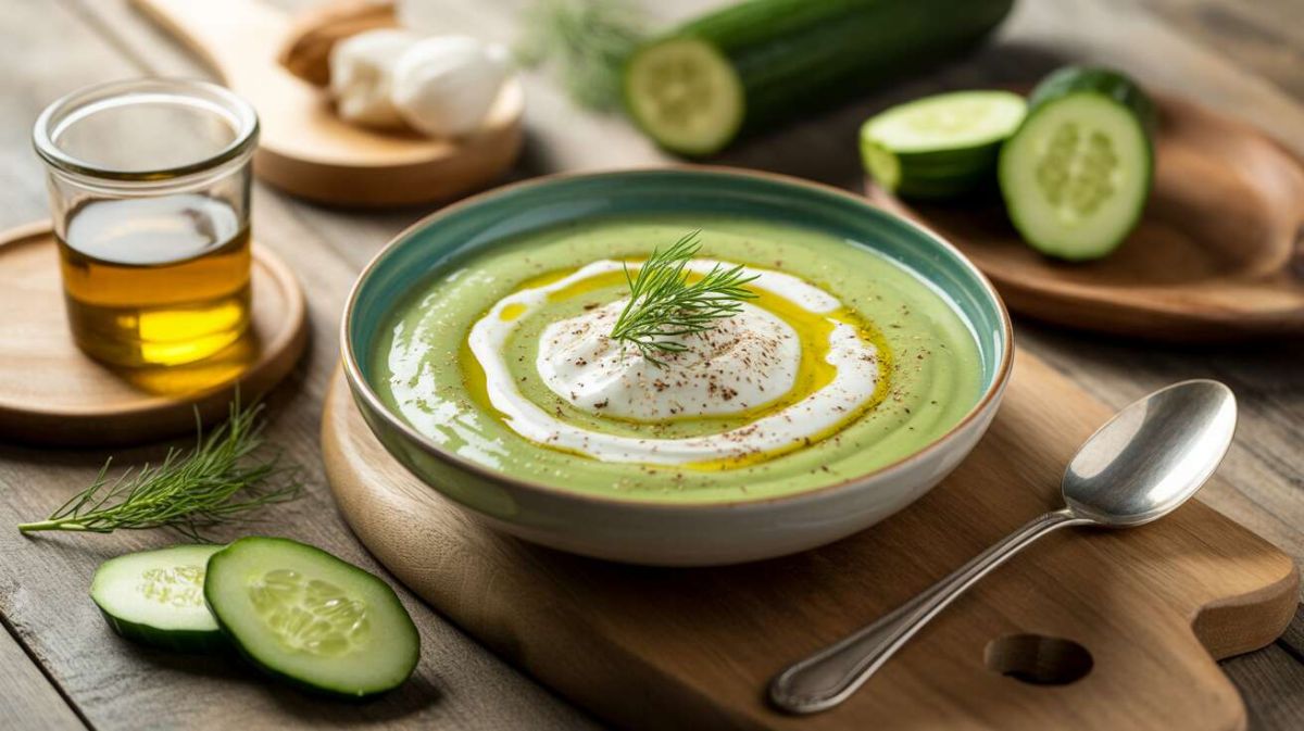Gaspacho de concombre et yaourt à la grecque : une fraîcheur estivale en un clin d'œil