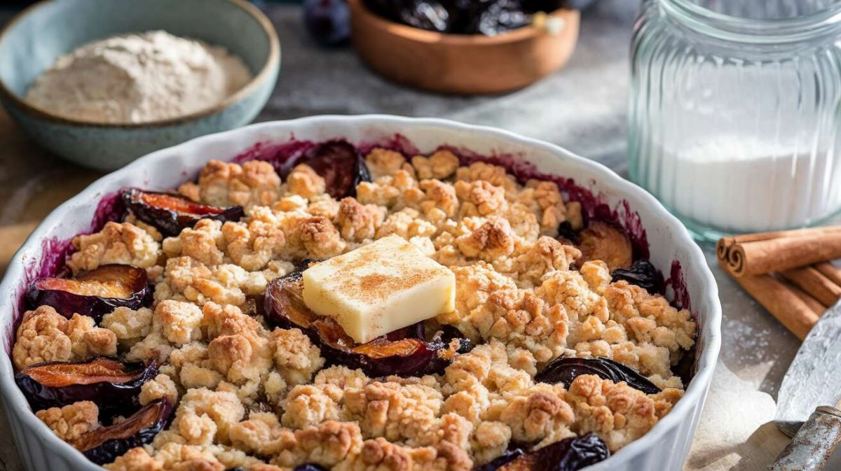 Crumble aux prunes : un dessert réconfortant qui célèbre la transition saisonnière