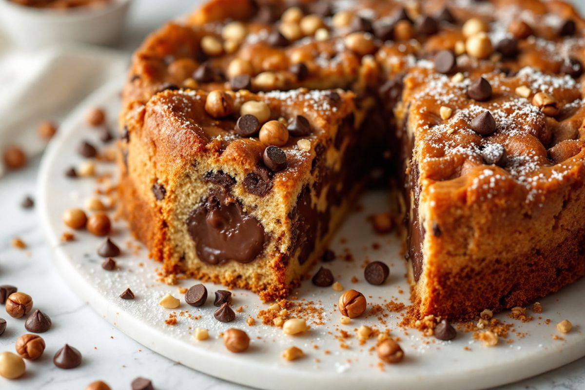 Un gâteau noisettes-chocolat à la croûte craquante pour un réconfort gourmand