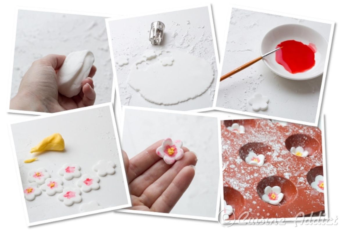 Réalisez des fleurs de cerisier en pâte à sucre facilement