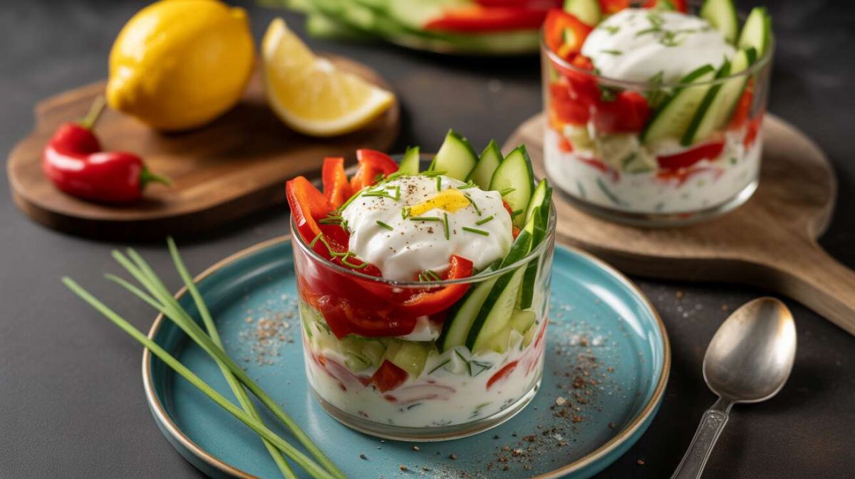 célébrez l'été avec des verrines de thon aux poivrons et concombre