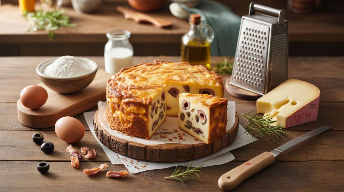 Un cake gourmand au comté, olives et lardons : recette savoureuse