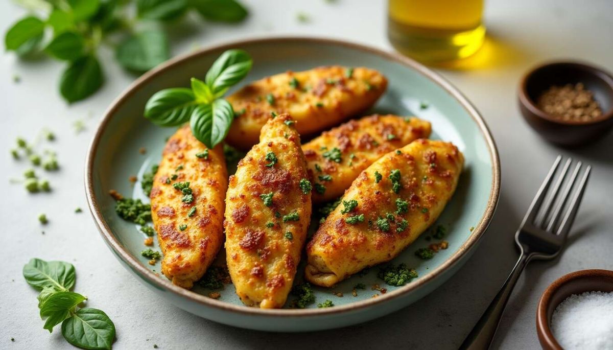 Savourez des aiguillettes de poulet au pesto légères et croustillantes à l’Airfryer