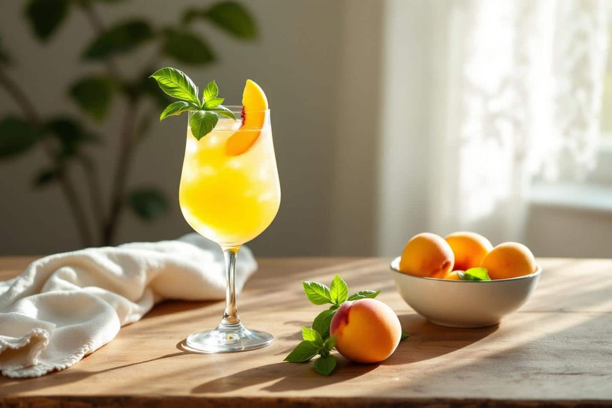 Un jour, un cocktail : Peach Basil Smash pêche jaune et basilic frais