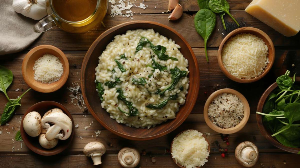 Un risotto aux épinards et champignons pour un automne gourmand