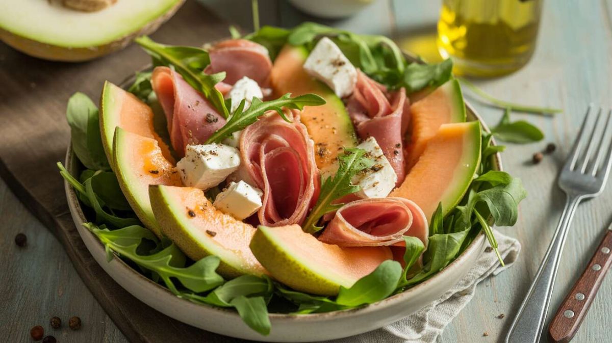 Une salade estivale inoubliable : melon, jambon et brebis