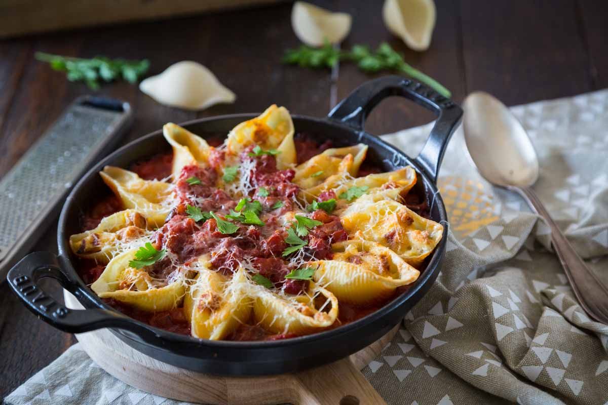 Conchiglionis farcis au chorizo et fromage de chèvre