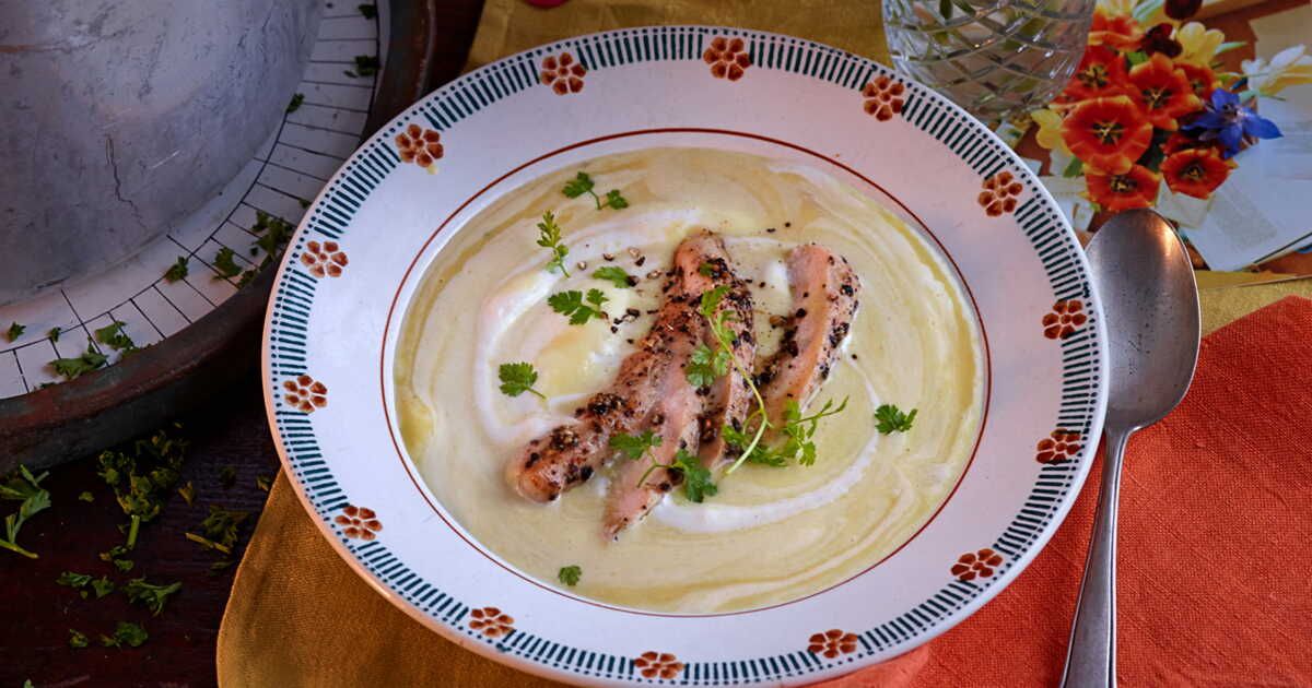 Découvrez la douceur de la crème de maïs au saumon poivré